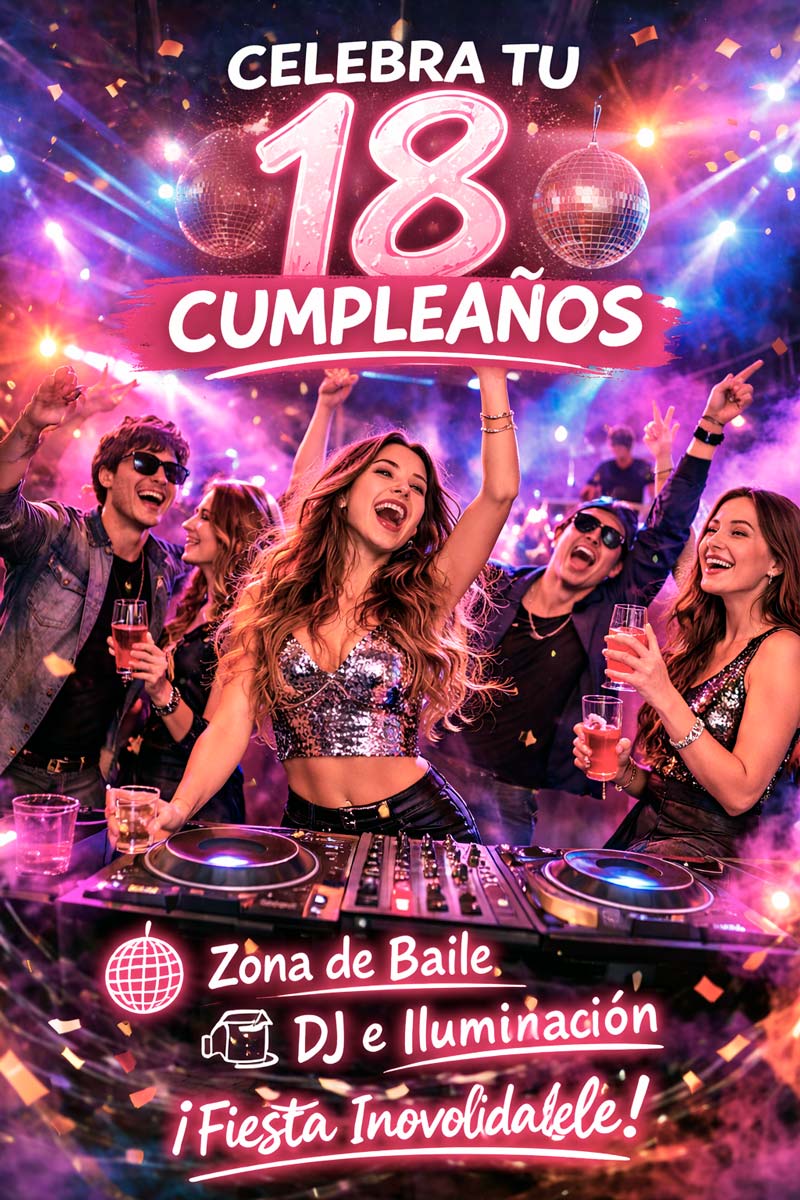 Alquiler de local para celebrar cumpleaños de los 18 años en Madrid