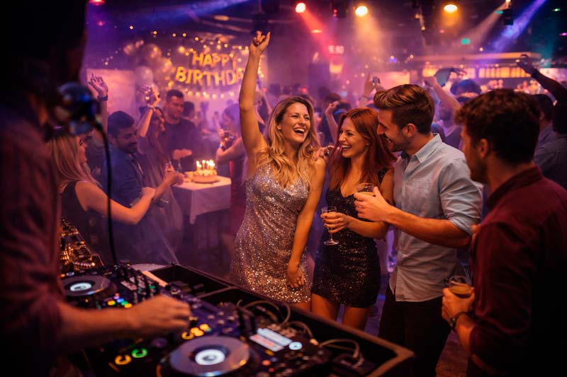 Celebración de cumpleaños en sala privada con ambiente acogedor